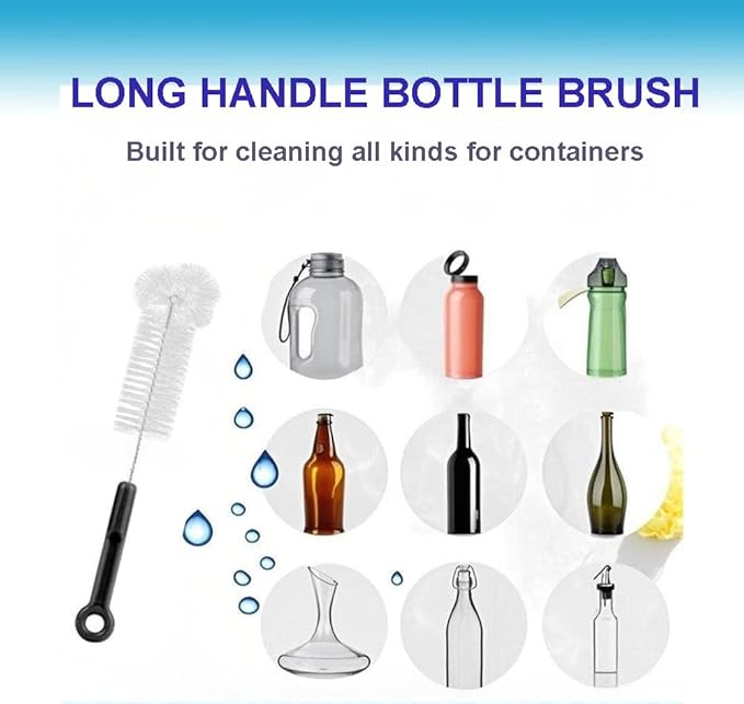3 Pack Bottle Cleaning Brush Set with Detachable Keychain Ring, Narrow Neck & Straw Cleaner, Portable for College Dorm & Travel