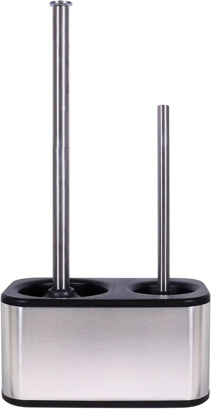 Blue Donuts Toilet Brush and Plunger Set with Holder, Sleek Minimalist Modern Stainless Steel Bathroom Accessories Toilet Plunger and Toilet Bowl Brush Combo