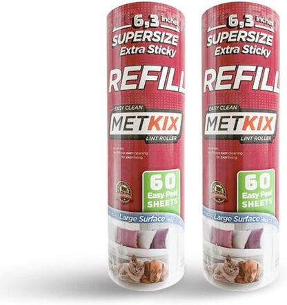 Refill for Metkix Supersize 6.3 inches Lint Roller 2 Packs Total 120 Sheets