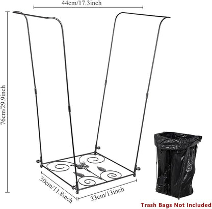Trash Bag Holder, 30-45 Gallon Garbage Bag Holder, Metal Portable Leaf Bag Holder, Butterfly Pattern Base Trash Bag Holder Stand for Indoor, Outdoor