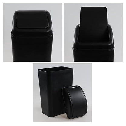 Plastic Waste Bin with Swing Lid, 14 Liter Garbage Can, 1 Pack, 5.2" x 8.2" x 15.7"