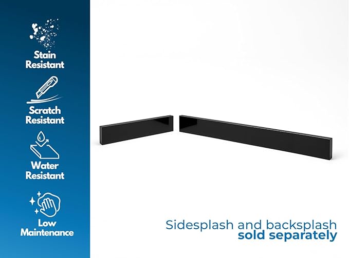 Bathroom Vanity Sink Backsplash/Sidesplash (Super Black Engineered Marble, 4" x 72")