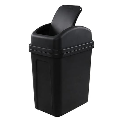 2 Gallon Swing Top Trash Can, Small Garbage Can with Swing Lid, Black