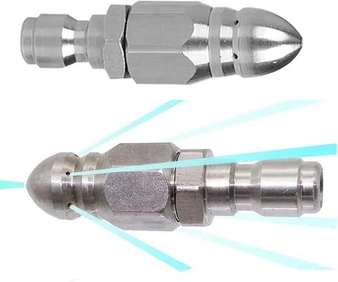 MIZORLIE (2 Sets) Pressure Washer Sewer Jetter Nozzle with Stainless Steel, Mini Compact Durable Sewer Jet Nozzle,Pressure Drain Jetter Hose Nozzle,1/4'' Quickly Connector, 5000 PSI