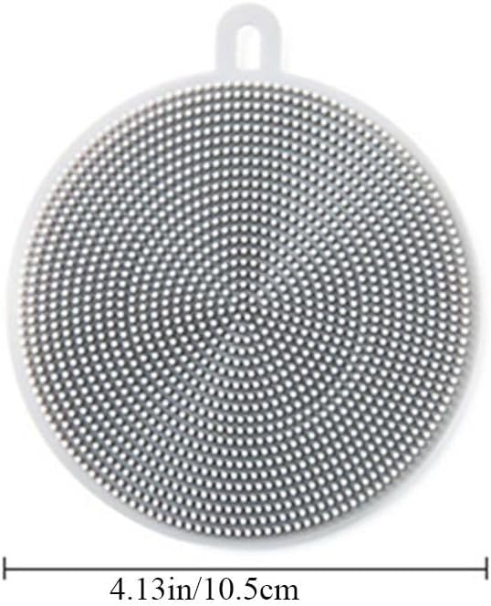 4 Pcs Silicone Dish Scrubber, Multipurpose Round Silicone Sponges Reusable Dish Brush for Kitchen Dishes Plate Fruits Vegetables Washing and Cleaning