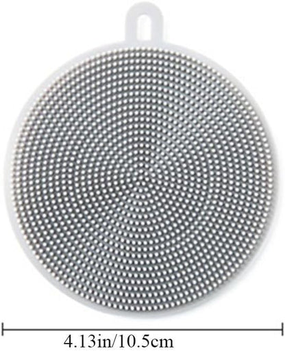 4 Pcs Silicone Dish Scrubber, Multipurpose Round Silicone Sponges Reusable Dish Brush for Kitchen Dishes Plate Fruits Vegetables Washing and Cleaning