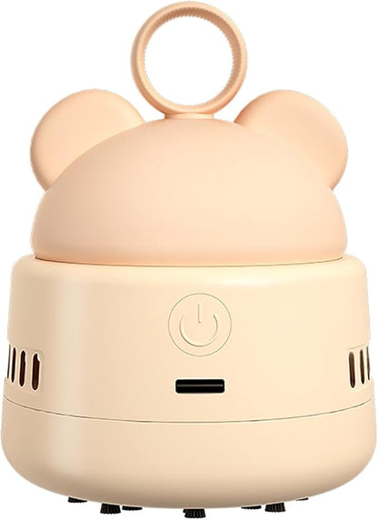 Mini Desktop Vacuum Cleaner Cute Cordless Table Dust Sweeper Cartoon Vacuum USB Rechargeable Battery Operated for Cleaning Dust Crumbs Hairs Scraps (Beige)