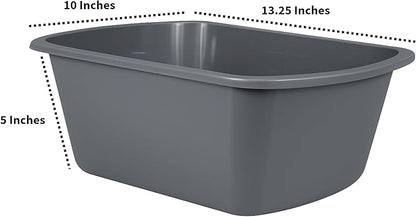 Vakly Wash Basins – Rectangular Plastic Hospital Bedside Soaking Tub - Small 7 Qt Graduated Bucket - Portable Washbasin for Washing, Cleaning, Foot Bath, Dishes, Face Cleansing Bowl (3)