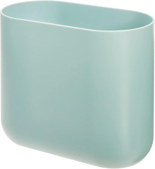 iDesign Small Slim Plastic Bathroom Trash Can, Garbage Can for Bedroom, Office, Desk, Dorm, Blue
