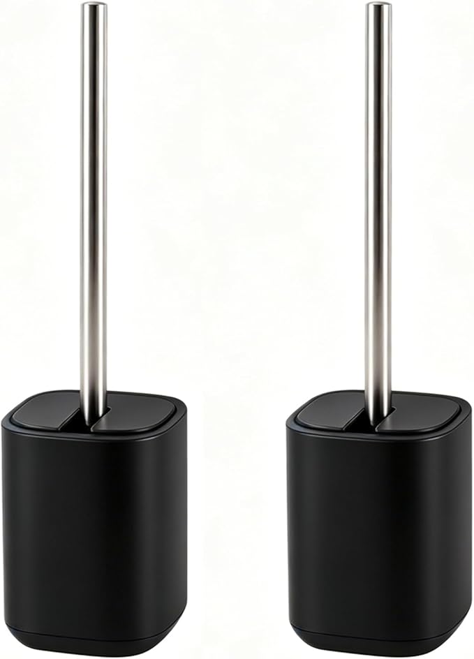 Toilet Brush and Holder Set Toilet Bowl Brush Stainless Steel Automatic Open lid Toilet Bowl Cleaner Brush Set Toilet Scrubber Kit Toilet Cleaning Brush for Bathroom