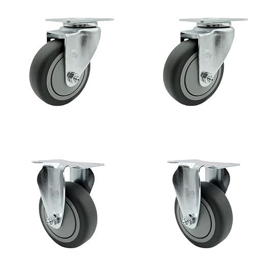 Rubbermaid Cube Replacement Swivel and Rigid Caster Set Quiet Fits Rubbermaid Cube Utility Truck