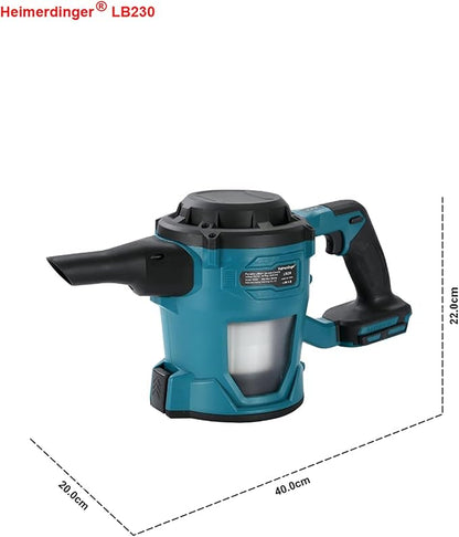 Heimerdinger Cordless Shop Vacuum Compatible with Makita 18V LXT Batteries, 85kPa 500W Handheld Wet Dry Vac with 1L Dust Cup, HEPA Filter, Crevice Brush and Floor Nozzle, Tool Only