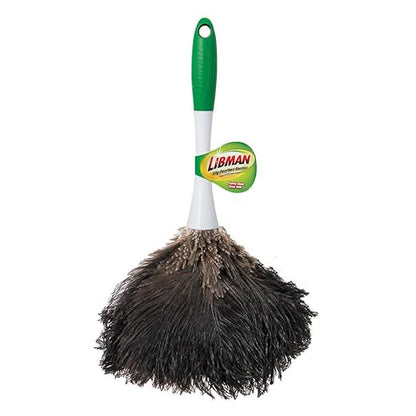 Libman Commercial 239 Handheld Feather Duster, Polypropylene and Sanoprene Handle, 13" Total Length, Green and White Handle (Pack of 6)