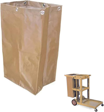 Replacement Janitorial Cart Bag, High Capacity Waterproof Thickened Housekeeping Commercial Janitorial Cleaning Cart Bag with 6 Brass Grommets - 25 Gallon (Brown)