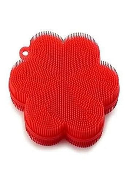 Norpro Red Flower-Shaped Silicone Dish Brush Scrubber