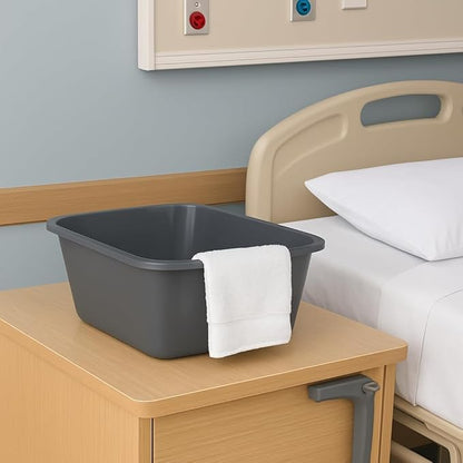 Vakly Wash Basins – Rectangular Plastic Hospital Bedside Soaking Tub - Small 7 Qt Graduated Bucket - Portable Washbasin for Washing, Cleaning, Foot Bath, Dishes, Face Cleansing Bowl (24)