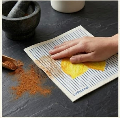 Lemon Collection Swedish Dishcloth, Reusable Paper Towel, Super Absorbent Cellulose Sponge, Kitchen Cleaning Cloth, Washable & Compostable (Lemon Zest Stripe 1 Pack)
