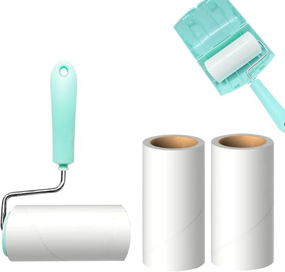 Lint Roller Remover with 180 Sheets, Pet Hair Remover Extra Sticky Roller Hair Dust Remover for Clothes, Furniture, Travel Household 1 Handle+3 Rollers Dog &Cat Hair Removal Green