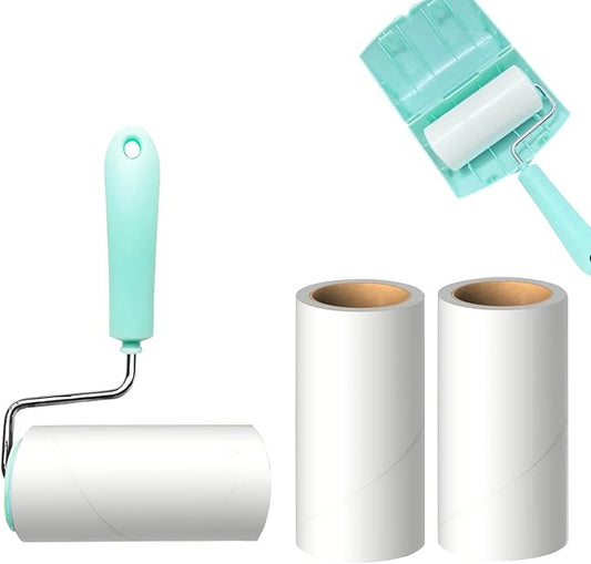 Lint Roller Remover with 180 Sheets, Pet Hair Remover Extra Sticky Roller Hair Dust Remover for Clothes, Furniture, Travel Household 1 Handle+3 Rollers Dog &Cat Hair Removal Green