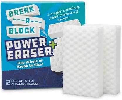 Heavy Duty Melamine Cleaning Sponge (2-Pack) – Multi-Surface Eraser Sponge, Breakable Power Blocks for Tough Stains, Grease & Scuffs, Kitchen, Bathroom, Walls & Deep Cleaning