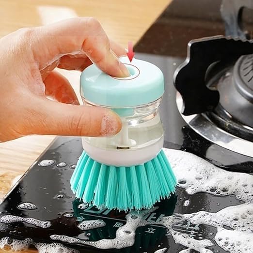 1Pc Soap Dispensing Dish Brush, Built-in Soap Dispenser Kitchen Scrub Brush for Pot Pan Sink Cleaning, Multifunctional Washing Tool (Green)