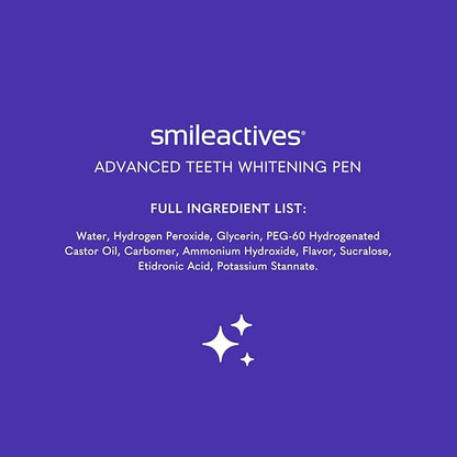Smileactives Teeth Whitening Pen for White Smile, Fast Tooth Whitener and Stain Remover with Precision Brush Tip, Dental Quality Whitening Gel, Travel Pen, Easy to Use, Vanilla Mint Flavor, 2 Pack