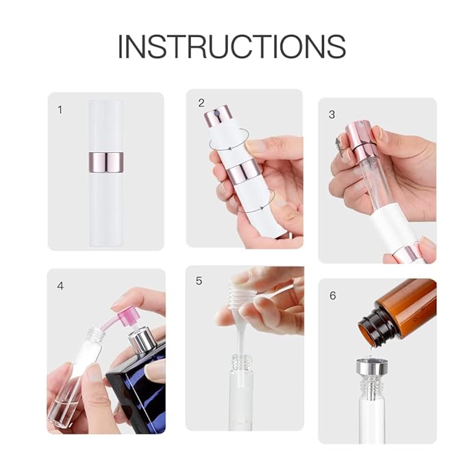 LISAPACK 8ML Atomizer Perfume Spray Bottle for Travel (3 PCS) Empty Cologne Dispenser, Portable Sprayer (White)