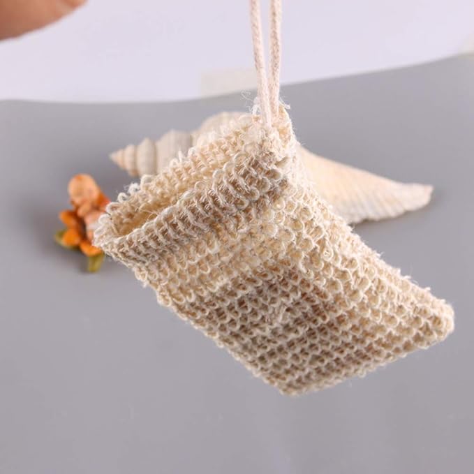 Medsuo 2 PCS Natural Safe and Durable Sisal Fiber Soap Bags, Saver Shampoo Bar Scrubber Pouches for Foaming and Drying Soap Shower Bath Exfoliating