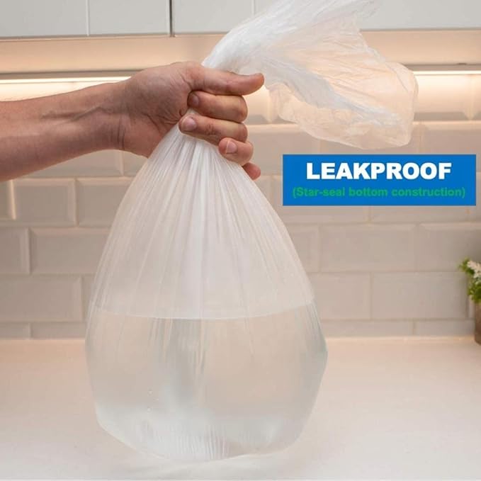 Tebery 200 Counts 4 Gallon Clear Small Garbage Bags Trash Bags, Wastebasket Bin Liners for Bathroom Bedroom Office Trash Can, 4 Rolls