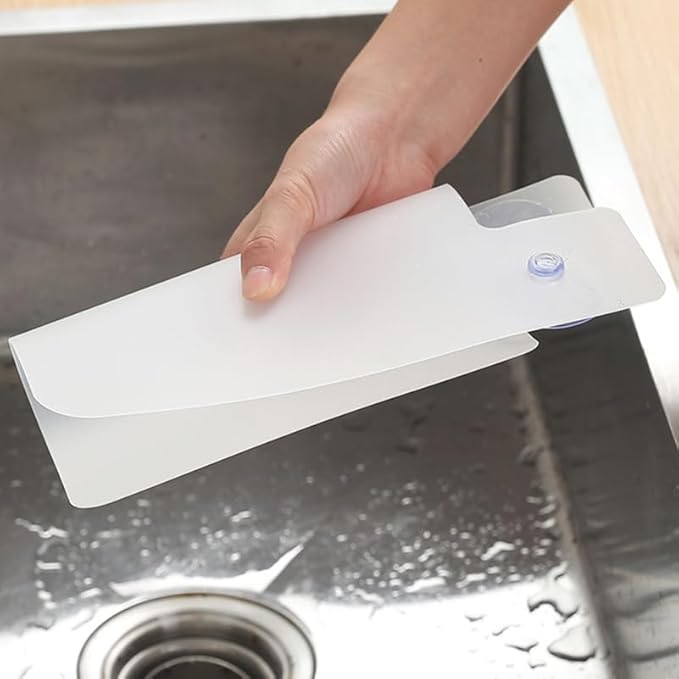 Angoily Kitchen Sink Splash Guards 4-Pack Water Barrier Baffle Boards with Suction Cups Oil Resistant Sink Water Shield Accessories 11.22X9.84In for Splash Prevention and Easy Cleaning