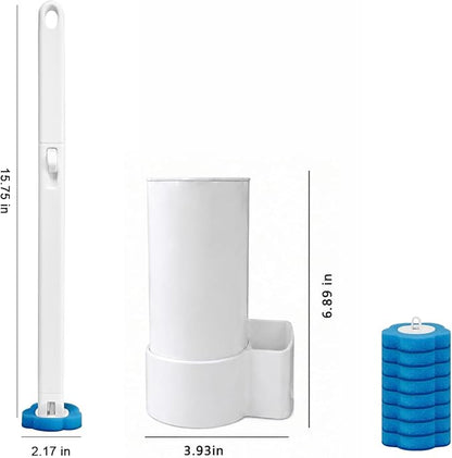 Disposable Toilet Brush with 24 Refills,Toilet Cleaning Supplies,Toilet Wand Brush Starter Kit,Wall Mounted Toilet Bowl Cleaner Brush with Holder for Bathroom Cleaning & Hygiene (White Starter Kit)