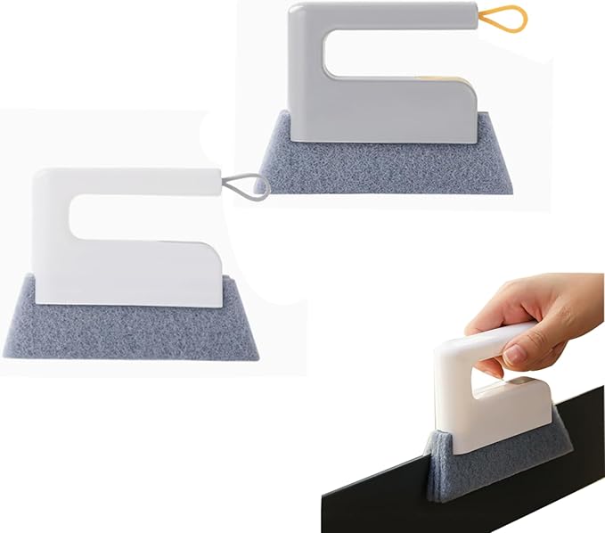 Magic Window Track Cleaner, Upgraded Handheld Window Groove Cleaning Brush Tools Set, Creative Handheld Cleaning Brush,Handheld Window Track Cleaner Brushe Tools for Window lides Gaps (White+Grey)