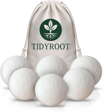 Premium XL Wool Dryer Balls - 6 - Pack 100% New Zealand Wool, Reusable Fabric Softener for 1000+ Loads | Eco-Friendly and Chemical-Free | Reduces Wrinkles and Drying Time - White