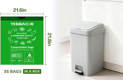 6 Gallon Compostable Trash Bags Drawstring, Heavy Duty Extra Thick 1 Mil, 35 Bags, Tall Kitchen Food Scrap Waste Bag, ASTM D6400