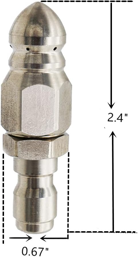 MIZORLIE Pressure Washer Sewer Jetter Nozzle with Stainless Steel, Mini Compact Durable Sewer Jet Nozzle,Pressure Drain Jetter Hose Nozzle,1/4'' Quickly Connector, 5000 PSI (1 set)