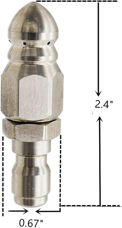 MIZORLIE Pressure Washer Sewer Jetter Nozzle with Stainless Steel, Mini Compact Durable Sewer Jet Nozzle,Pressure Drain Jetter Hose Nozzle,1/4'' Quickly Connector, 5000 PSI (1 set)