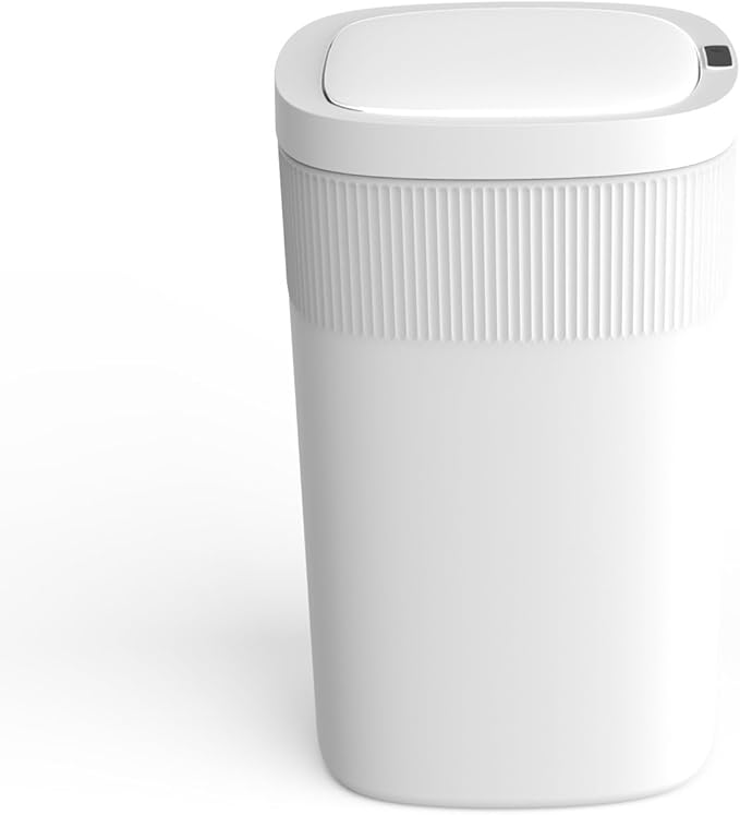 Ninestars Touch Tap & Motion Sensor Trash Can for Kitchen and Bedroom, 13 Gal 50L High-Grade ABS Body (Rectangular, White)