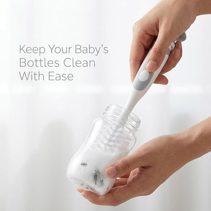 Ariseno 5-in-1 Baby Bottle Cleaner Set, Including Nylon & Silicone Bottle Brush, Cap, Straw & Nipple Brushes, BPA-Free (Grey)