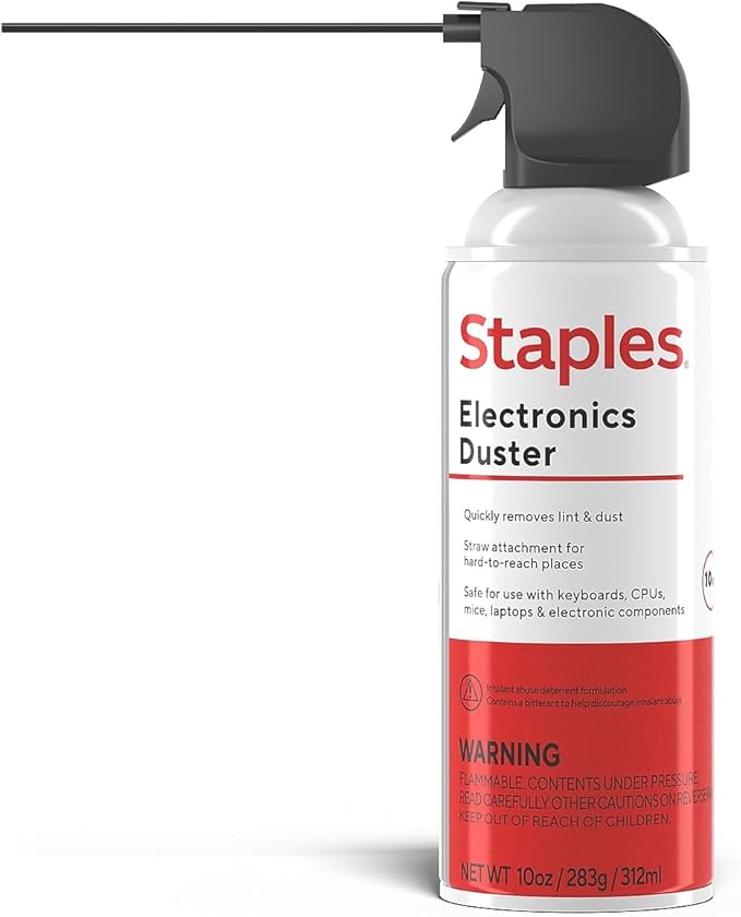 Staples Compressed Air Duster – 10 oz. Can for Electronics, Keyboards & Office Devices