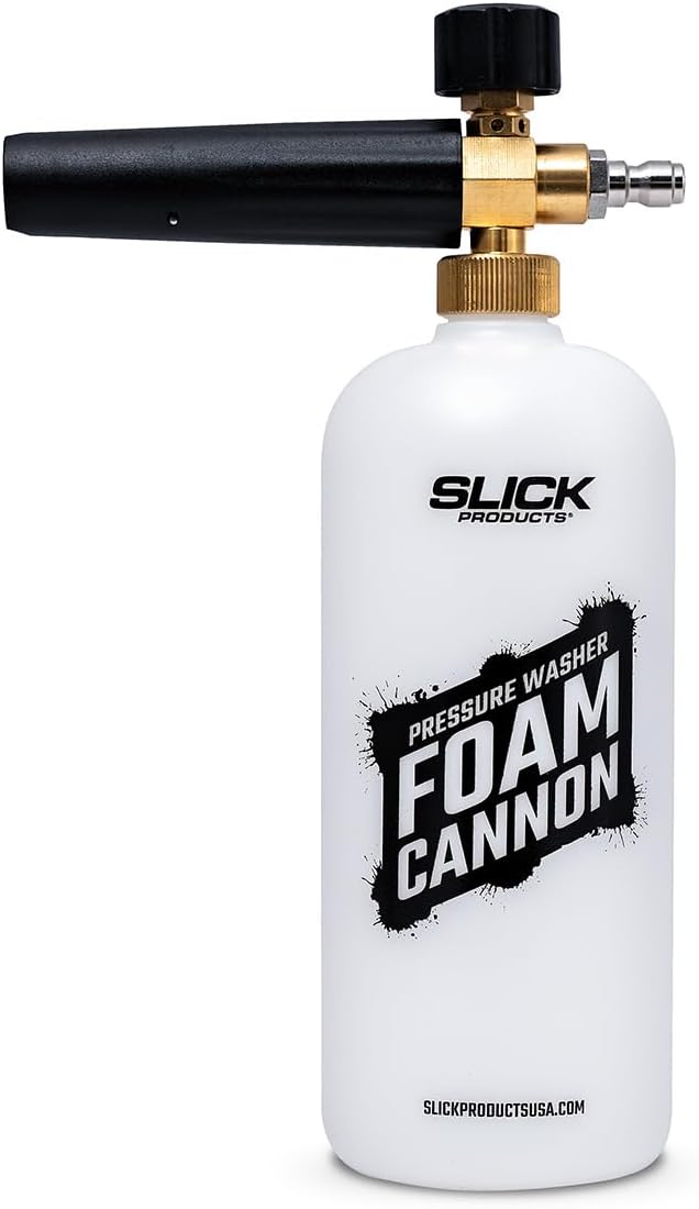Slick Products Pressure Washer Foam Cannon – High Foaming Car Wash Soap Blaster with 1/4" Quick Connect | Thick Suds & Snow Foam Gun for Car, Truck, Motorcycle, ATV, UTV, Dirt Bike & More
