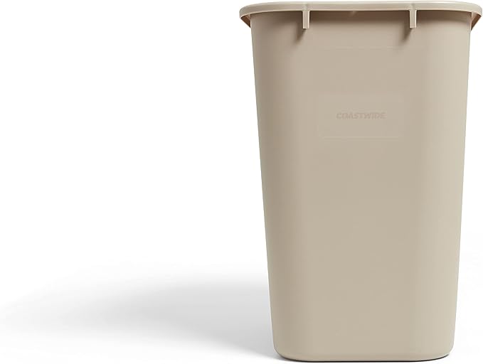 Coastwide Professional Plastic Trash Can, 7 Gallon, Beige