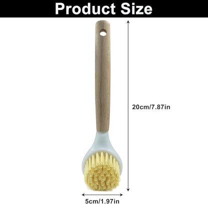 Jiozermi 3 Pcs Kitchen Dish Brush with Bamboo Handle, Dish Scrubber Brush Built-in Scraper, Pot Scrubbers for Cleaning, Dishwashing, Dishes, Pans, Kitchen Sink and Counter