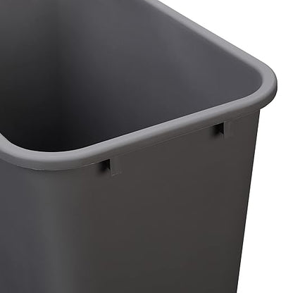 Amazon Basics Rectangular Commercial Office Wastebasket, Easy to Clean, 10 Gallon, Grey, 2-Pack