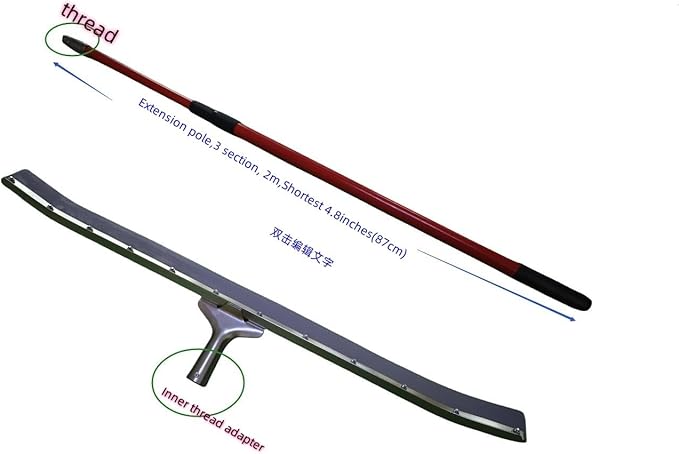 36 in Rubber Made Curved Industrial Duty Steel Floor Squeegee 36" with Handle 78" Extension Pole