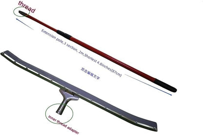 36 in Rubber Made Curved Industrial Duty Steel Floor Squeegee 36" with Handle 78" Extension Pole