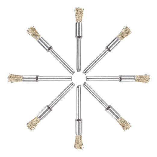 Rocaris 100 Pack Brass Wire Brushes Set, Steel Wire Wheels Pen Brushes Set Kit Accessories for Rotary Tool
