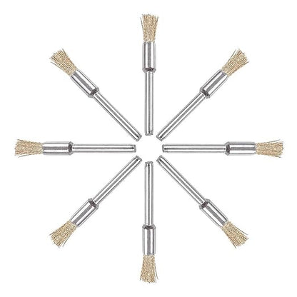 Rocaris 100 Pack Brass Wire Brushes Set, Steel Wire Wheels Pen Brushes Set Kit Accessories for Rotary Tool