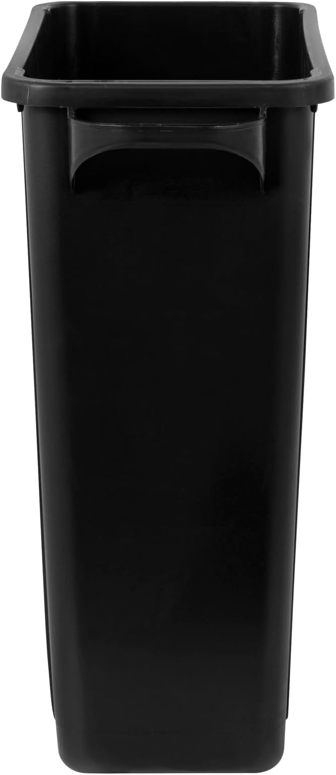 Restaurantware-Clean Tek Professional 15 Gallon Trash Can, 1 Slim Rectangle Waste Basket - With Handles, Space Saving, Black Plastic Garbage Bin, For Commercial Space, Office, Store, Cafe, And More