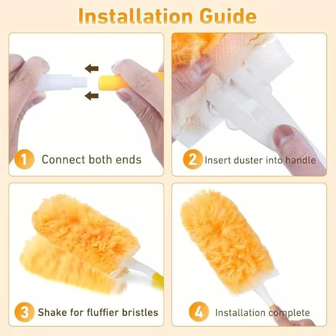 360° Duster Refills Kit for Duster, 30 Pack & 1 Handle, Multi-Surface Dusters with 4X Microfibers. Efficient Duster Kit for Cleaning Pet Hair, Home, Office, Blinds, Furniture and More