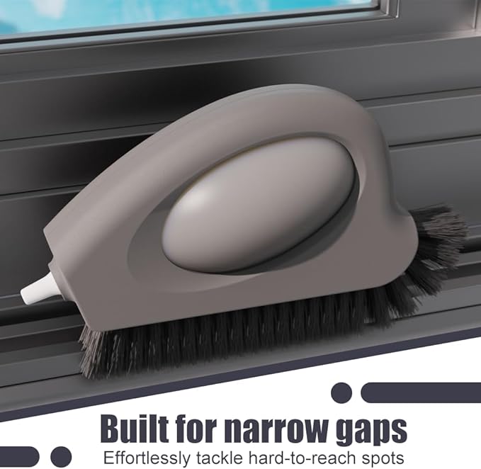 3 in 1 Cleaning Brush, Window Track Cleaner with Hard Bristle and Hidden Scraper Multifunctional Cleaning Tool for Sliding Door Track, Window Sill, Window Seal